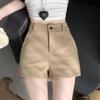 Women's High-Waist Khaki A-Line Shorts - Slim, Petite, Versatile Summer Wear