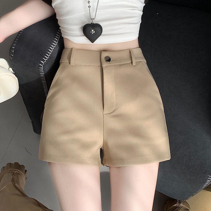 Women's High-Waist Khaki A-Line Shorts - Slim, Petite, Versatile Summer Wear