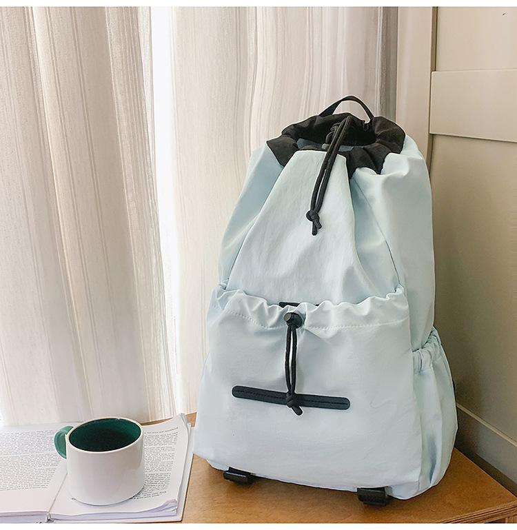 Schoolbag Korean Ins New Drawstring Large Capacity Junior High School High School University Student Backpack Lightweight Quick Drying Backpack