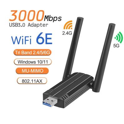 3000Mbps USB 3.0 Wifi Adapter Dongle WiFi 6E Dual Band 5GHz 2.4Ghz 802.11AX RTL8832CU Wifi Antenna Wireless Network Card For Laptop Desktop