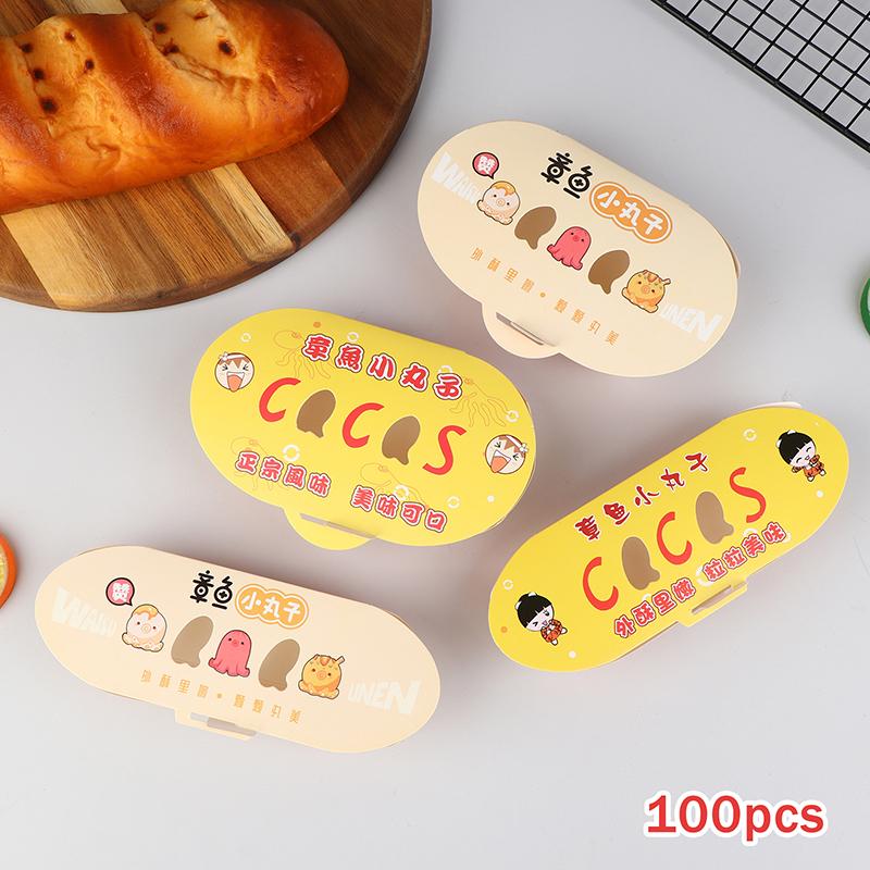 100Pcs Disposable Octopus Ball Packaging Box Japanese Street Food Takoyaki Takeaway Snack Fruit Box Packing Paper Container