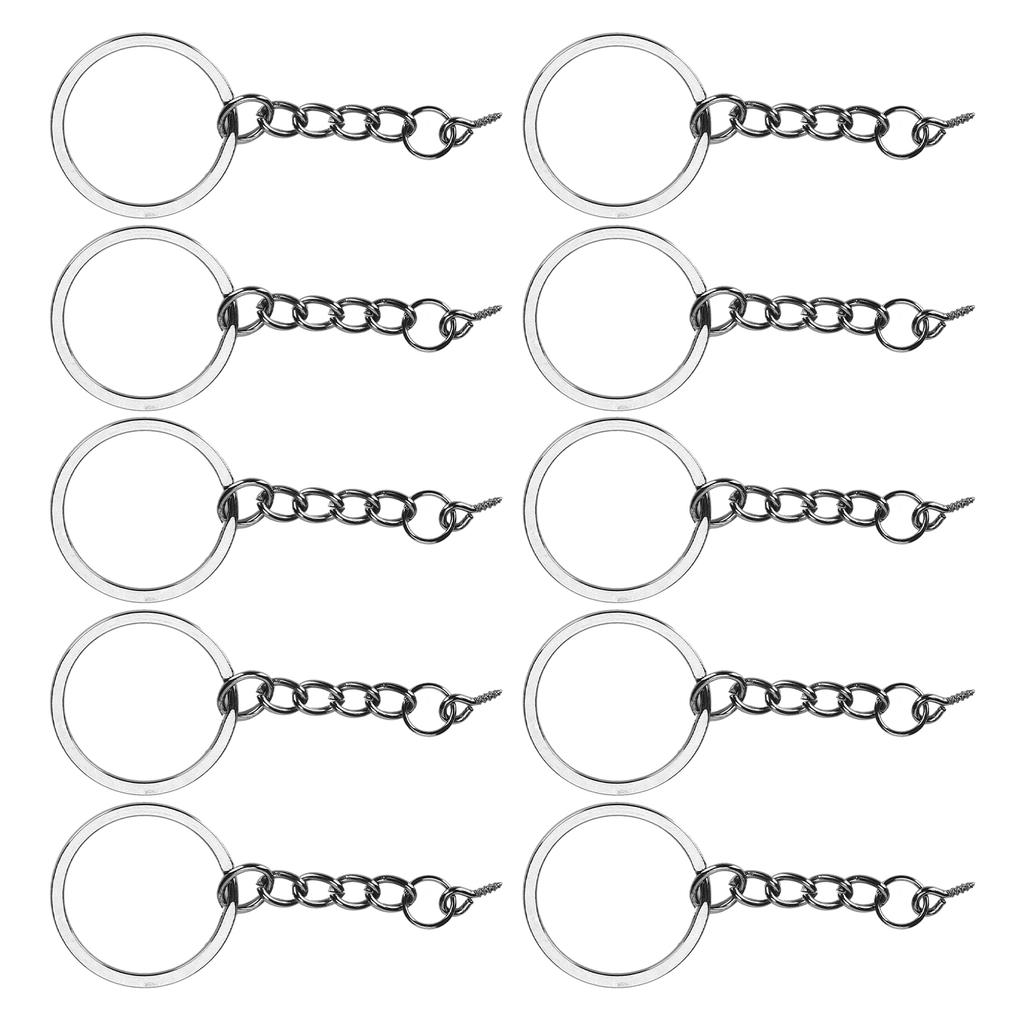 10 τεμ. DIY Μπρελόκ με Αλυσίδα Φορητό Μεταλλικό Μπρελόκ Βιδωτός Κρίκος Αξεσουάρ Κρεμαστό κόσμημα Μαύρο του όπλου