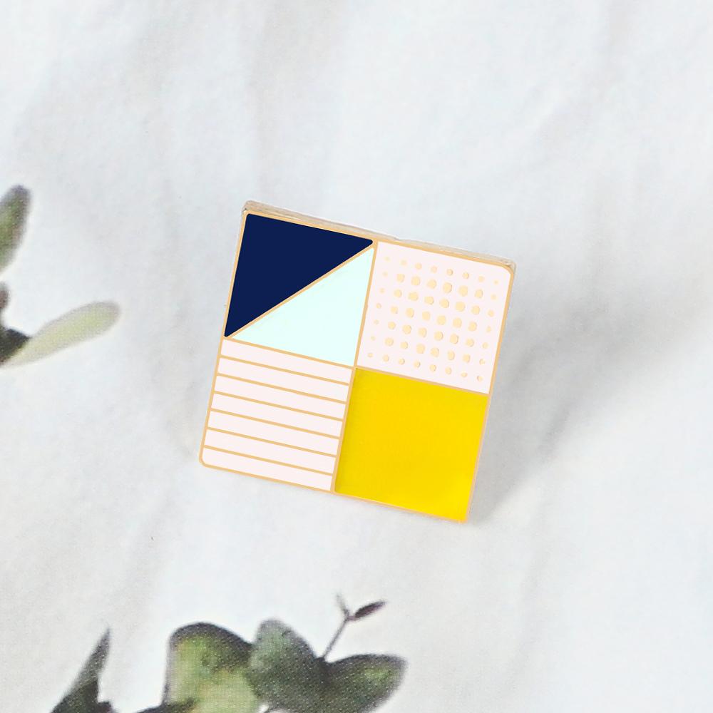 Colorful Geometry Brooch Square Triangle Round Enamel Pins Denim Jackets BackPack Lapel Pin Creative Badge Cartoon Jewelry Gift