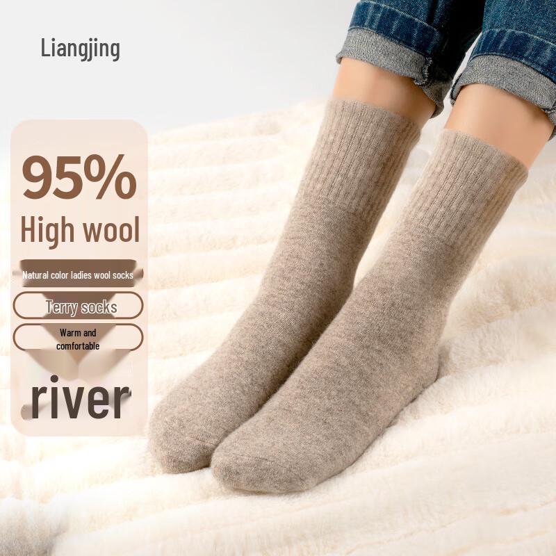 Liangpu Women s 95% Wool Thick Thermal Socks (3-Pair Pack) One Size