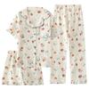 Thin summer pajamas for women, cotton cotton yarn rabbit short-sleeved trousers shorts set spring and autumn three-piece set