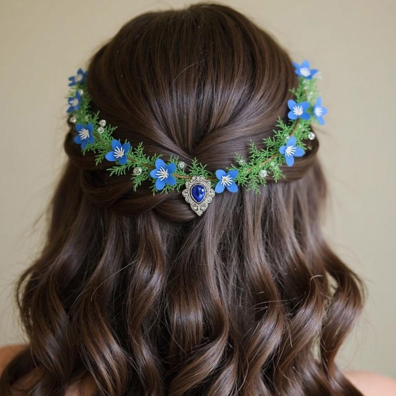 Eleganti Fasce Floreali con Strass e Nastro Regolabile Decorazione per Capelli per Donne Ragazze Occasioni Speciali