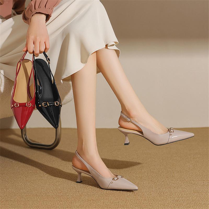 Fashion New Summer Sandals Cover Toe Sandals for Women Patent Leather Pointed Toe Sandals Fashion Ladies Office Women Shoes High Heels