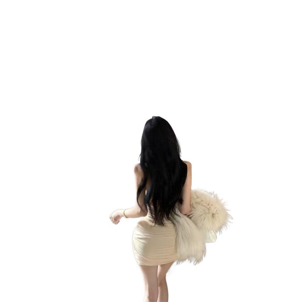 One-word Shoulder Hollow Lace Sleeveless Hip Dress with Chest Pad, Pure Desire, Sexy Temperament, Pleated and Thin Knitted Skirt