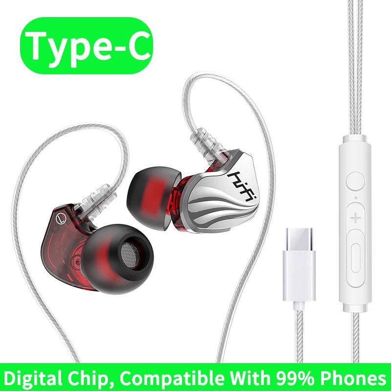 Wired Earphone 3.5mm AUX/Type C In-Ear HIFI 6D Surround Bass In-Ear Game Music Headsets With MIC For Samsung Huawei Xiaomi PC