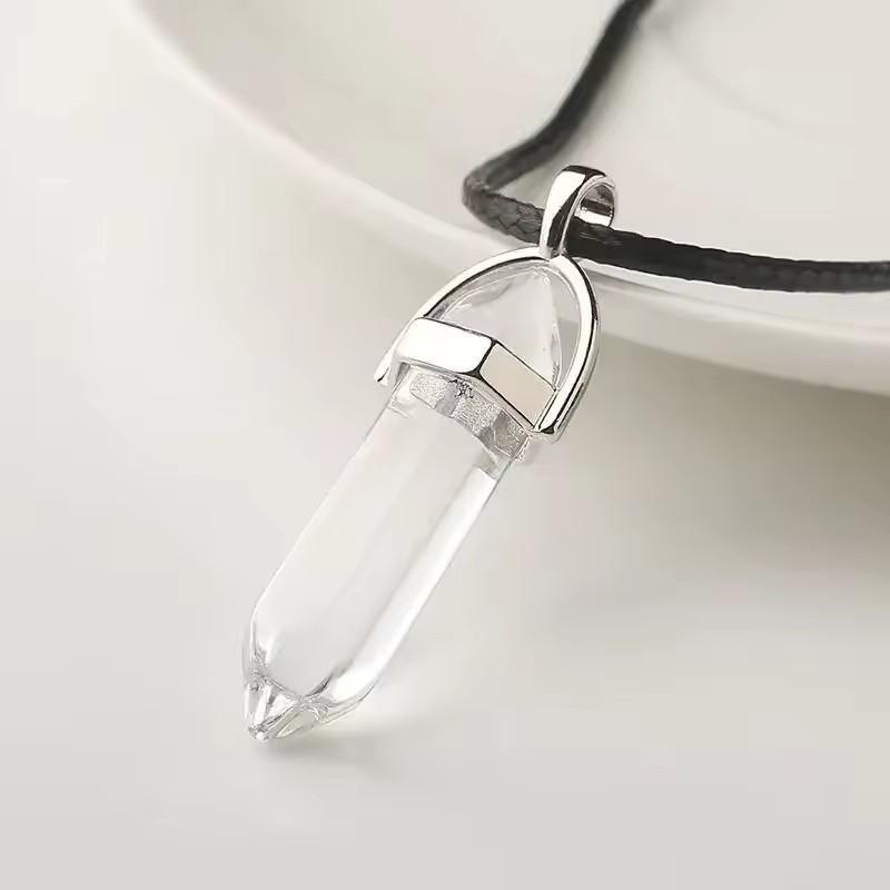Collana di Cristallo Ciondolo a Forma di Proiettile Quarzo Curativo Gioielli Spirituali per Uomini Donne Uso Quotidiano e Casual
