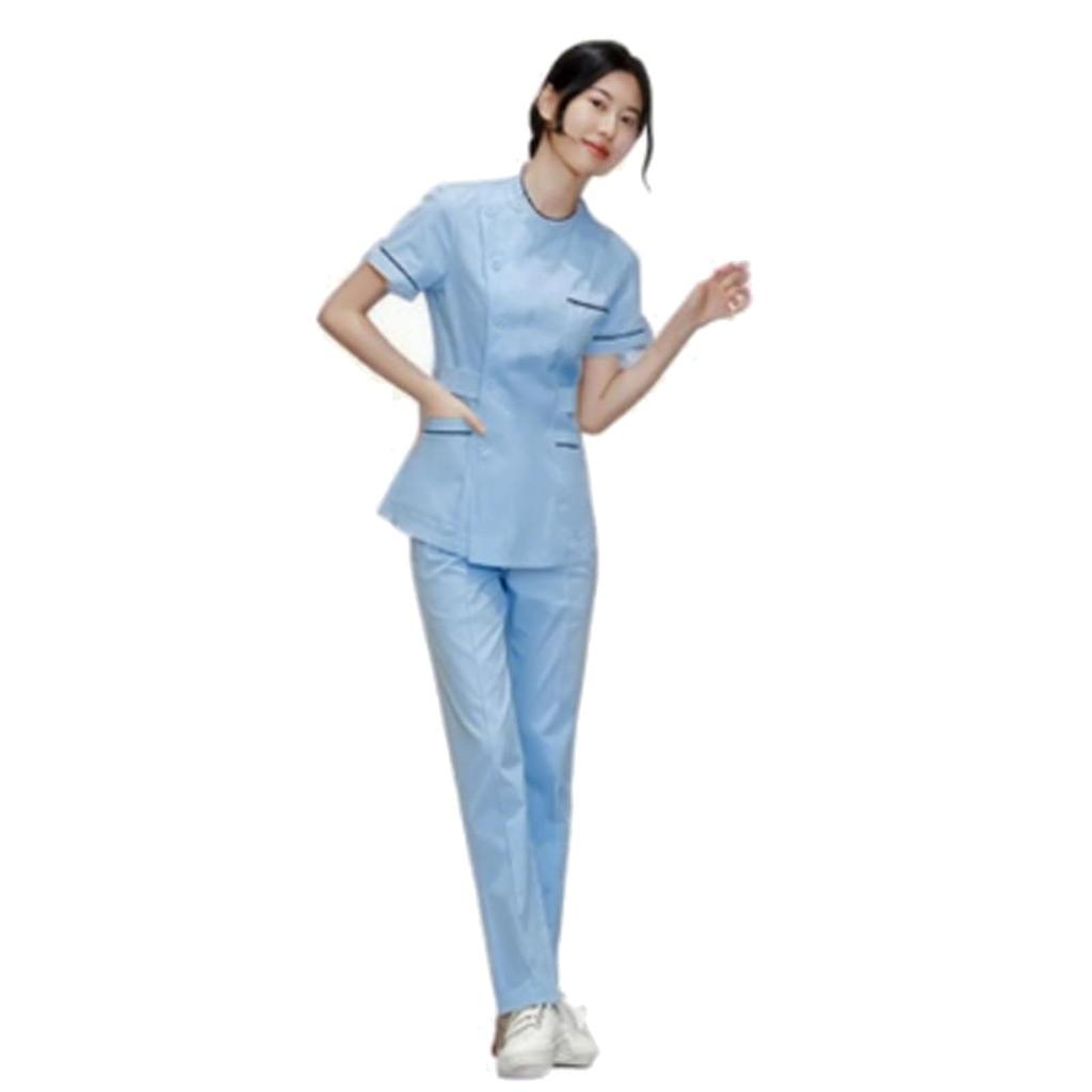 Yodilala Women's Medical Nurse Uniform, Antibacterial, Odor-Resistant, Breathable, Medical Scrub Set with Pockets, Blue, Short Sleeve Suit (Includes P