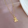 Light Luxury Temperament Gorgeous Full Diamond Cat'S Eye Bear Necklace Female Versatile Collarbone Chain Titanium Steel Chain