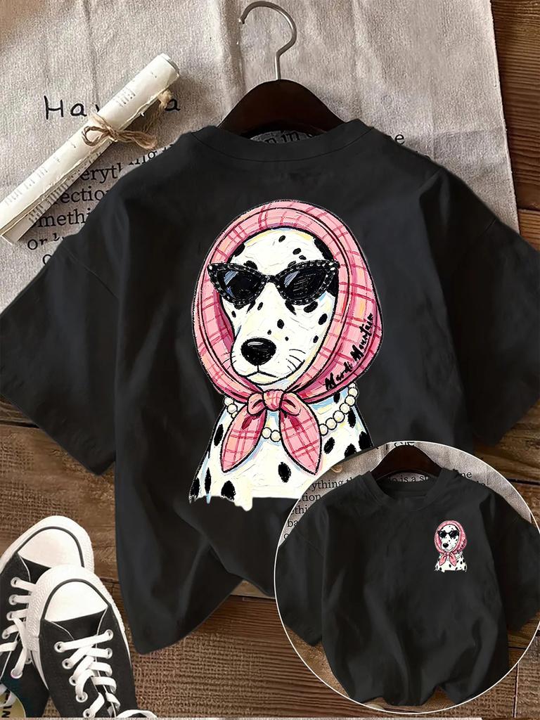 Fashion Dog Print T Shirt Unisex Dalmatian Sunglasses Graphic Tee Chic Aesthetic Harajuku Short Sleeve Casual Summer Top
