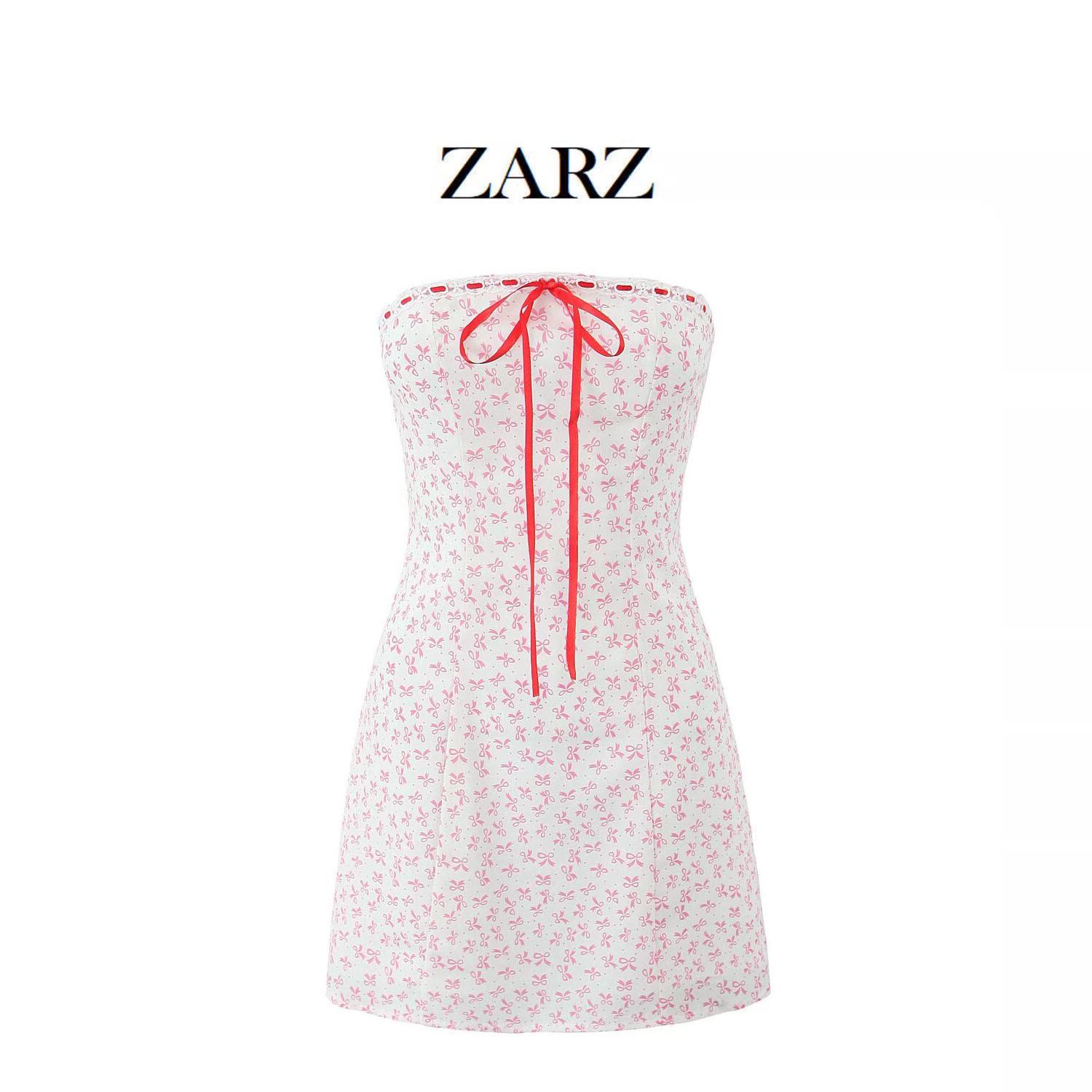 

ZARZ DIY Women s Classic Floral Bandeau Dress - European & American Style. S
