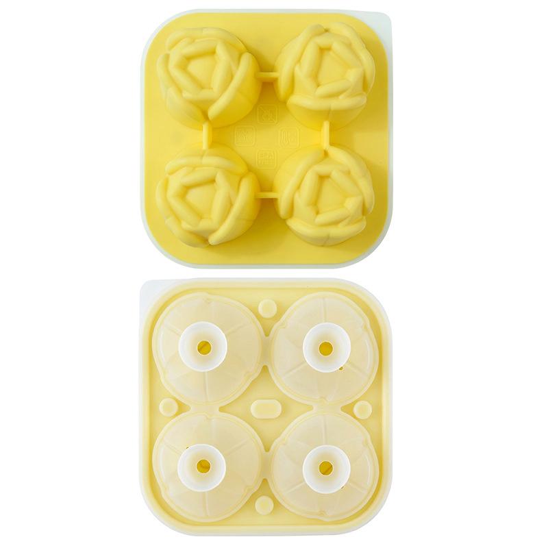 Tulip Ice Cube Mold, Tulip Shapes Ice Cube Tray, Silicone Ice Mold Fun Shapes, 4 Tulip Ice Balls For Chilling Cocktails Drinks