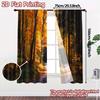2pcs   2D FLAT PRINTING Curtains (Without Rod) Autumn Trail Modern Curtain Fabric Durable 100% Polyester Fabric Curtains Gifts