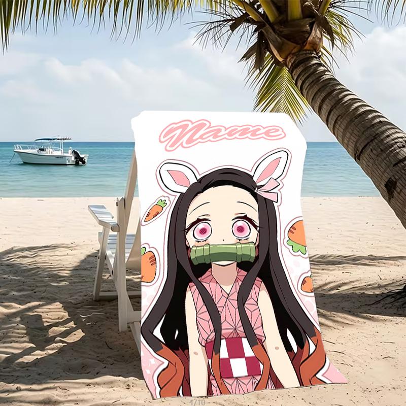 Customizable personalized beach towels Demon Slayer character theme themed designs.Suitable for the beach, yoga, sports;ideal as beach accessories