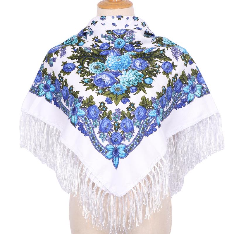 Ethnic Style Shawl Square Scarf For Woman Luxury Hijabs Printing Cape Blanket Wraps Female Warm Bandana Headscarf Classic