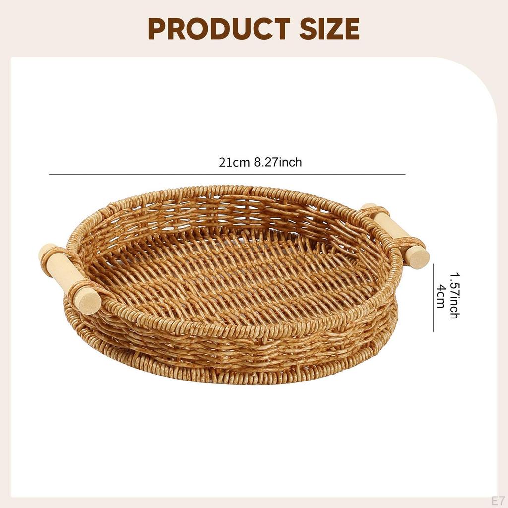 Basket Bread Serving Tray Round Platter for Bedroom Coffee Table Picnic
