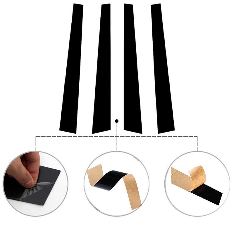 4pcs/set Glossy Black Car Pillar Posts Stickers Fit Hyundai Sonata Gold (India) 2002-2005 Auto Door Window Exterior Posts Trim Parts