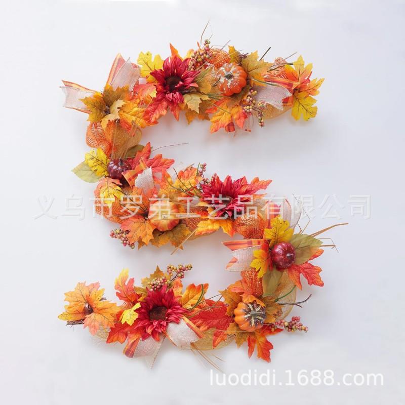 Harvest Wreath With Pumpkins Berries Vine Circle Halloween Thanksgiving Door Decor