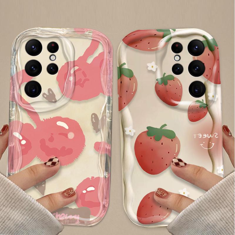 Kirsch Erdbeer Handyhülle Für Samsung Galaxy S25 S24 Ultra S23 S22 S21 S20 Plus FE A56 A36 A26 Stoßfest Weiche Silikonhülle