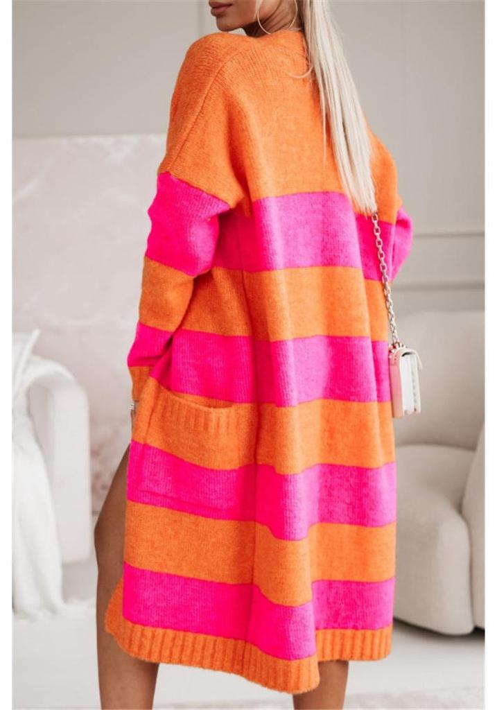 Women's Loose Color Block Knit Cardigan Sweater (2025)