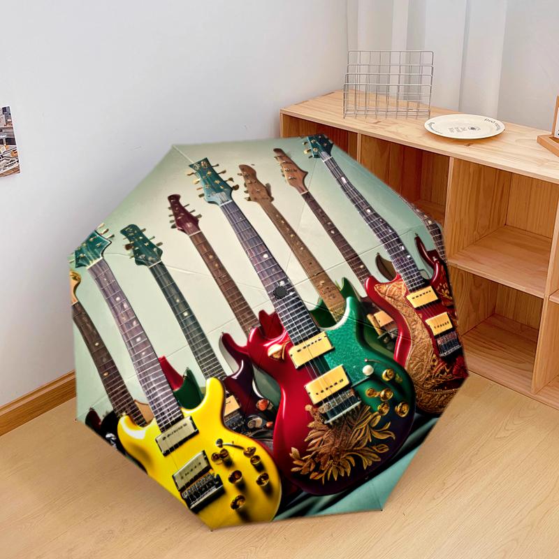 1PC electric guitar Umbrella Portable Folding Umbrella Iron Frame Hole Bone Structure Outdoor Home Umbrella A15