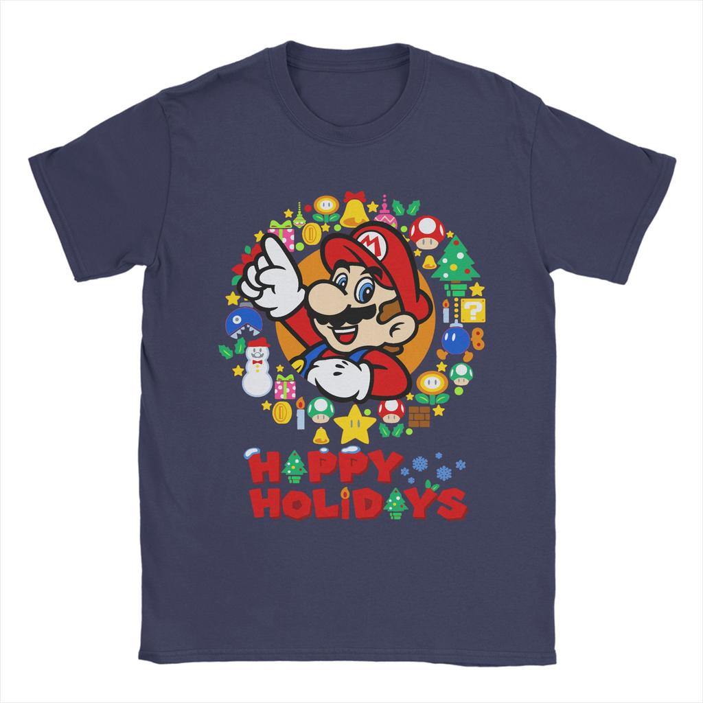 Cartoon Super Marios TShirt Men Women Merry Christmas Novelty Cotton Tee Shirt Crewneck Short Sleeve T Shirt Plus Size Clothing