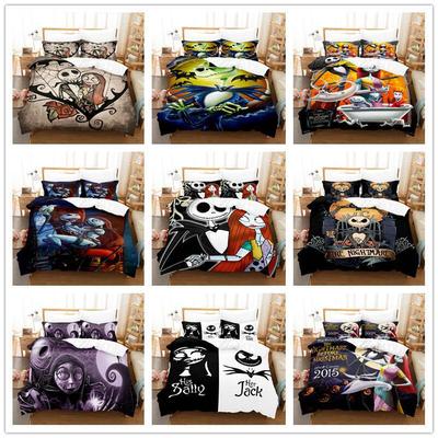 Animation Cartoon Digital Printing Bedding Christmas Eve Fright Polyester Cotton Microfiber Duvet Set Three-Piece Set
