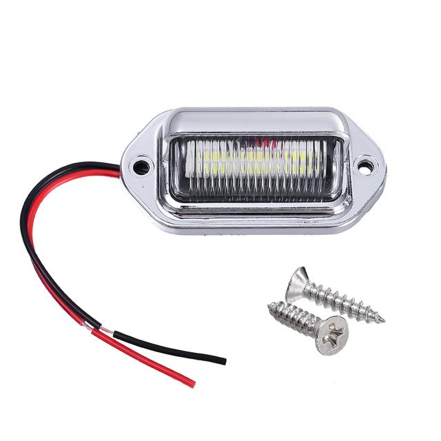 6 LED Mini Car License Number Plate Light  Universal Truck RV Trailer Tail License Plate White Lighting Bulbs Waterproof 12-24V