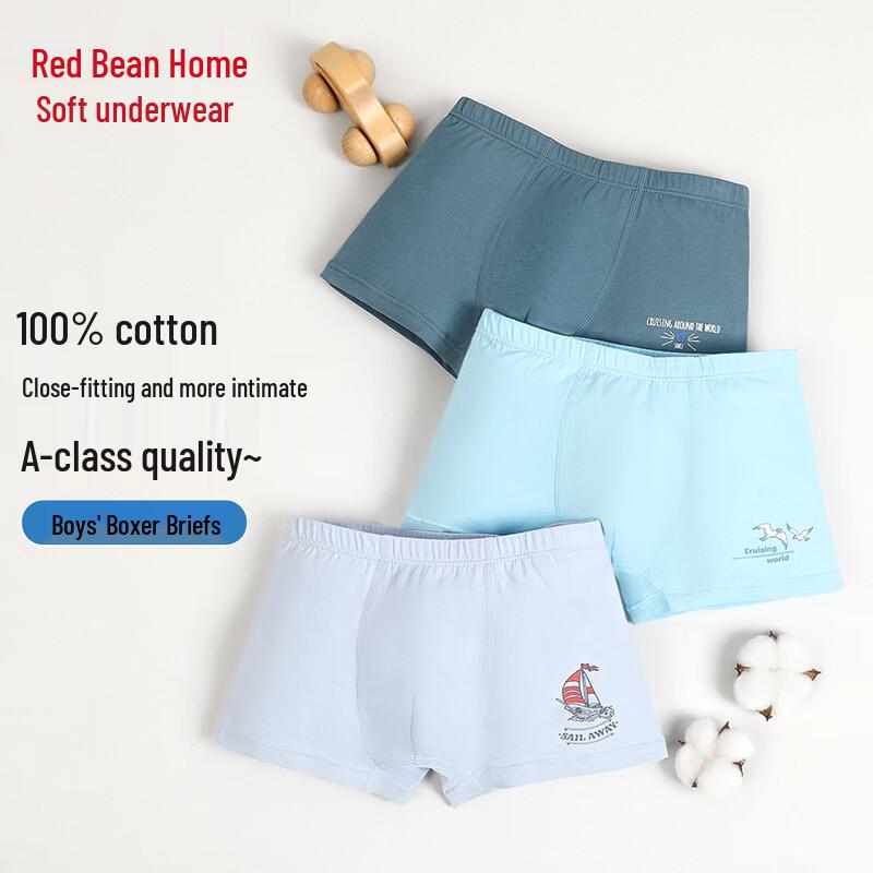 Hodohome Boys  100% Cotton Cartoon Boxer Briefs (3-Pack) 160/80