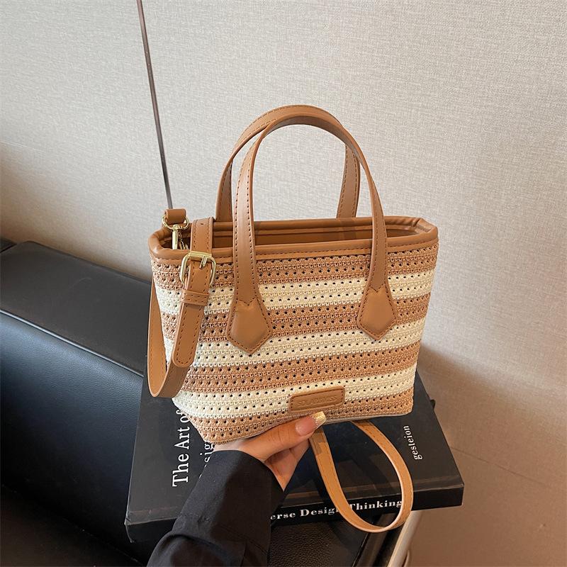 Summer new fashion versatile tote bag women's simple high-end woven handbag shoulder messenger bag