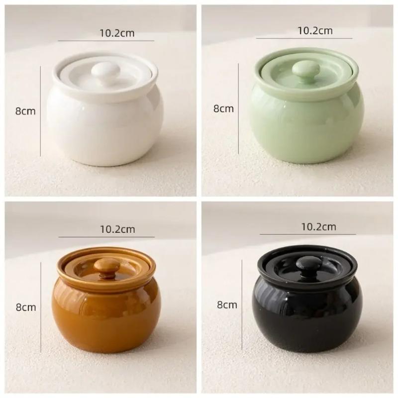 1pc/4pcs High quality household 400ml thick large capacity ceramic stew pot with lid stew pot heat-resistant ceramic steamer