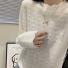 2025 Lace Knitted Women's Relief Bottoming Loose Jacquard Long-sleeved Round Neck Temperament Top