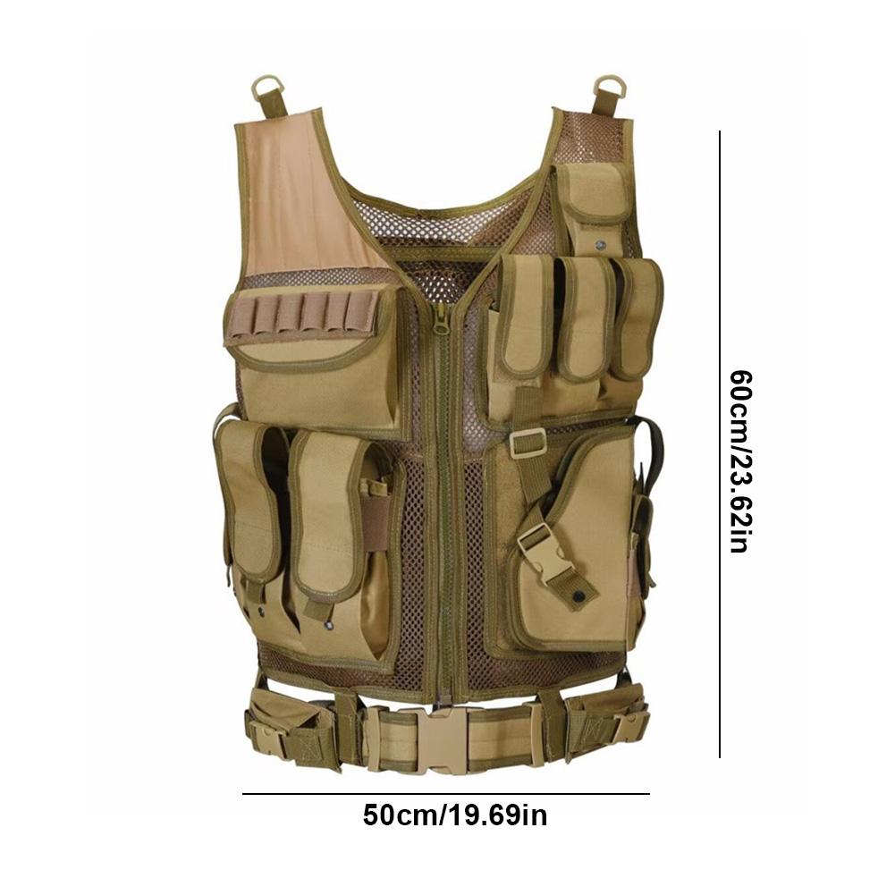 Nylon Mesh Vest Verstelbaar Airsoft Vest Meerdere Zakken Plate Carrier Vest Jacht Buiten CS Spel Airsoft Trainingsjas