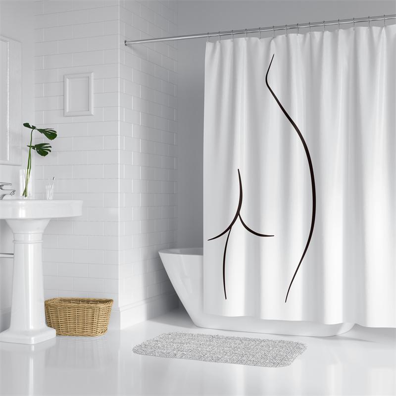 

Aertemisi Naked Butt Line Drawing Curvy Chiara Funny Shower Curtain Set With Grommets And Hooks For Bathroom Decor W60H190(CM)-1 Pcs