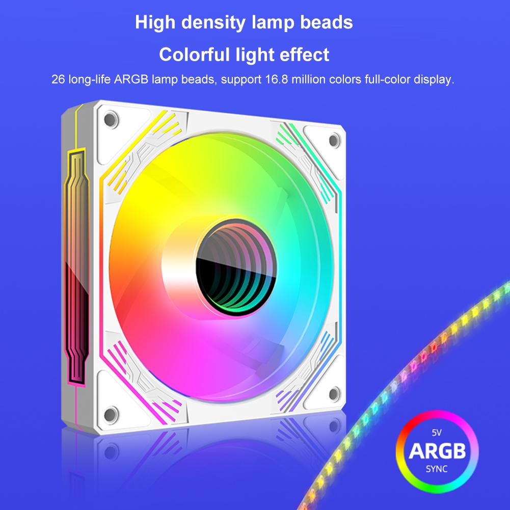 120mm Case Fan Cooler Multifaceted Infinity Mirror ARGB Light Effect 5V 3Pin ARGB 12V 4PIN PWM Chassis Fans for Computer Case