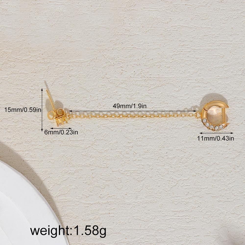 1pc CZ Zircon Stud with Gold Color Link Chain Clip Earrings for Women Gold Plated No Piercing Ear Cuff Fashion Jewelry Gifts