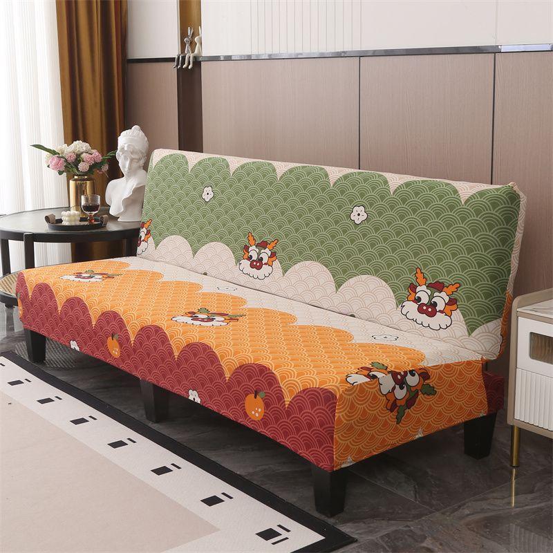 Geometry Printing Sofa Bed Cover High Elasticity Thin Armless Sofa Cover Full Coverage Sofa Covers