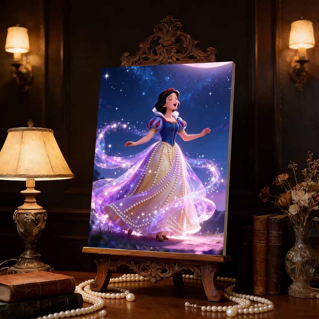 Disney Pearl Painting Snow White Princess Star and Moon Magic Dress 5D Exquisite Landscape Sparkling Painting Craft Home WallDecorationDIYHandmadeGift