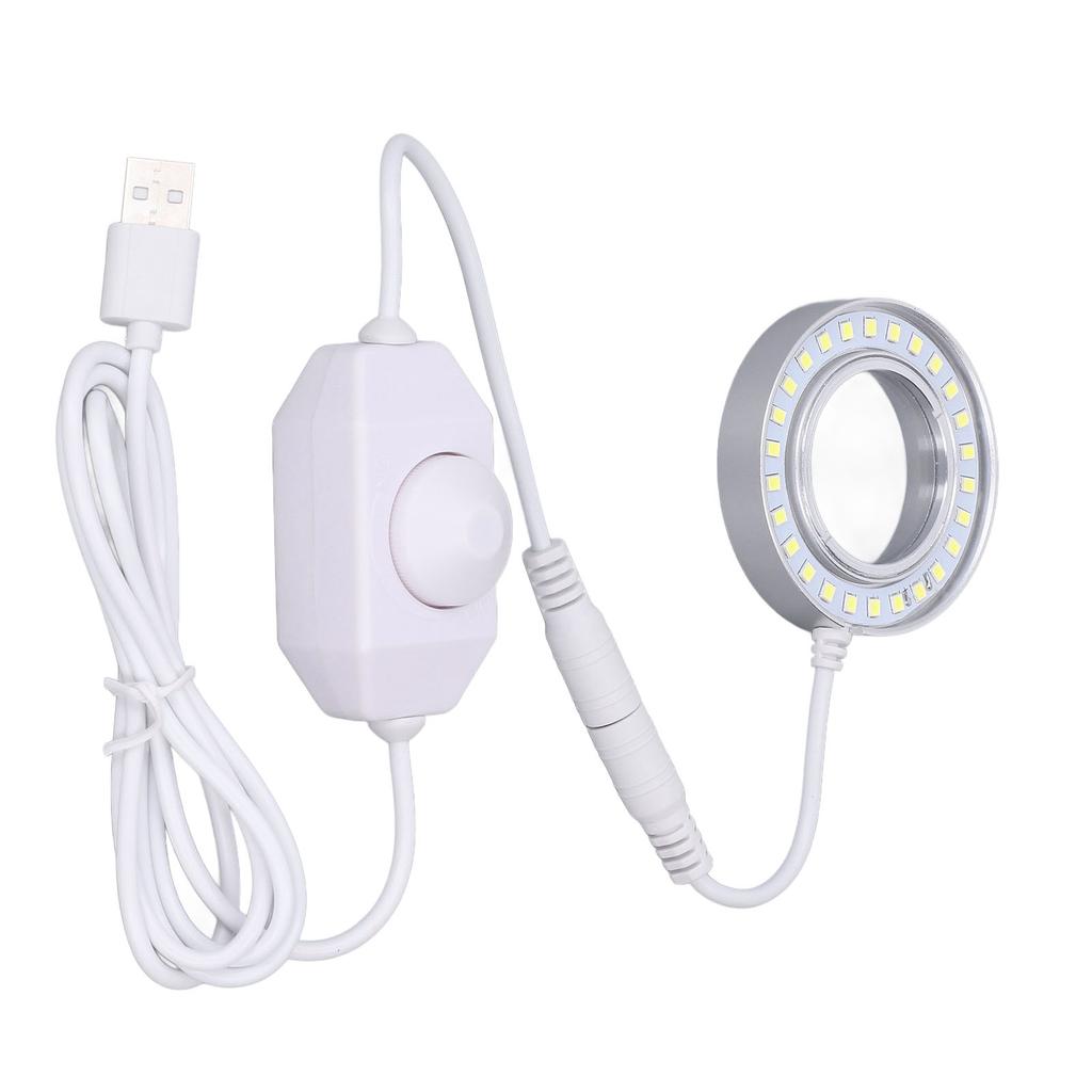 Microscope Lighting Lamp Spiral Buckle Adjustable Brightness LED Ring Light with Regulator