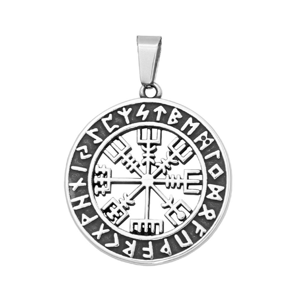 Fashion Simple Viking Compass Pendant Stainless Steel Nordic Rune Necklace For Men Women Unique Amulet Jewelry Gift