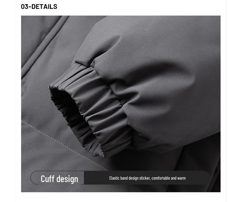 Men's Mid-Length Hooded Cotton-Padded Jacket, Thick Over-the-Knee Winter Coat, Youth Trendy Brand, 2024 New Style.