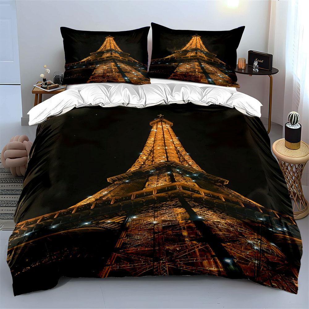 Illuminated Eiffel Tower design. Bedding sets Duvet cover sets Duvet covers Pillowcases(1 * Duvet Cover 2 * Pillowcases without duvet insert)