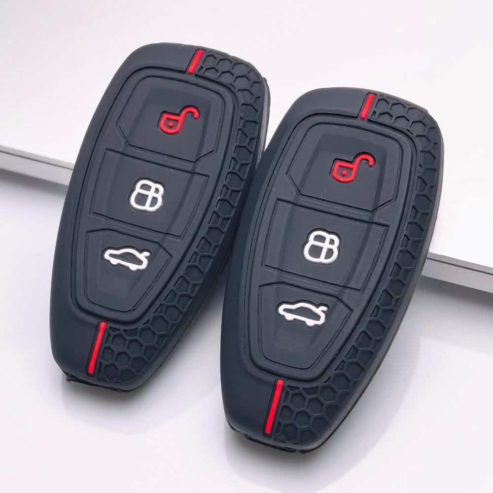 Upgraded Silicone Key Protector for Ford 3 Button Smart Remote, Fits Ford Focus Mondeo Kuga Escape Galaxy C-Max S-Max, Protective Accessory