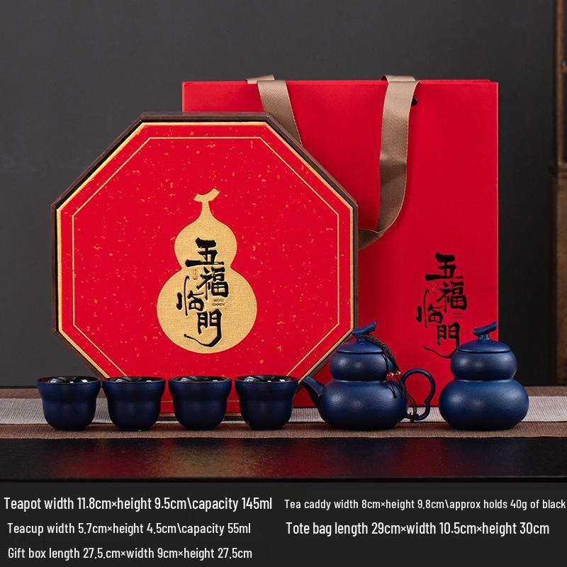 

2025 Premium Ceramic Five Blessings Gourd Tea Set with Custom Logo - Artistic Business Gift