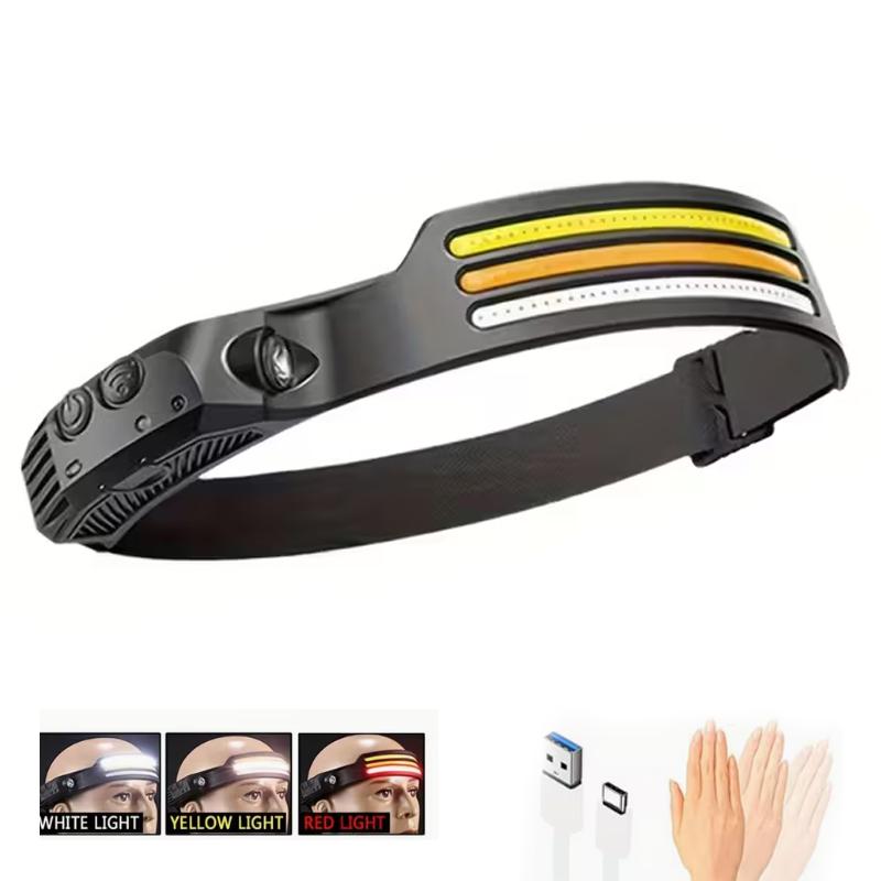 COB LED Headlamp Induction Head Lamp with Built-in Battery USB Rechargeable Head Flashlight Outdoor Camping Fishing Headlight