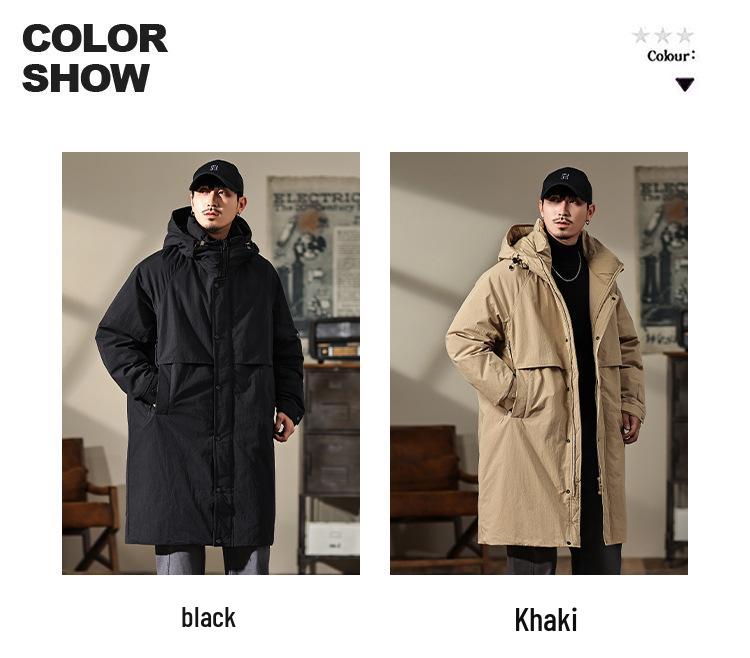 Xi Gao Men's Mid-Length Winter Down Jacket: High-Quality, Windproof, Warm, Thickened, Versatile, Casual.