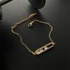 Titanium Steel Not Fade Necklace Bracelet Female Rectangular Banboo Pendant Zircon Clavicle Chain Plated  Simple 2Pcs/Set Jewelr